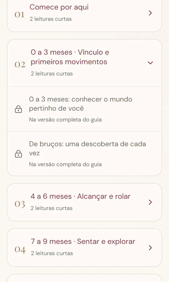 Tela do Mapa com a fase de 0 a 3 meses aberta e suas leituras