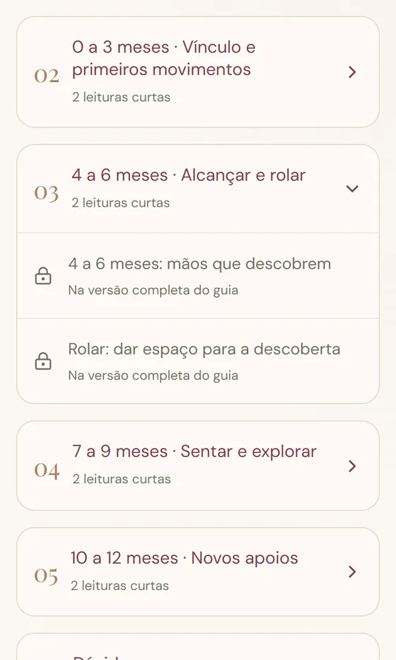 Tela do Mapa com a fase de 4 a 6 meses aberta e suas leituras