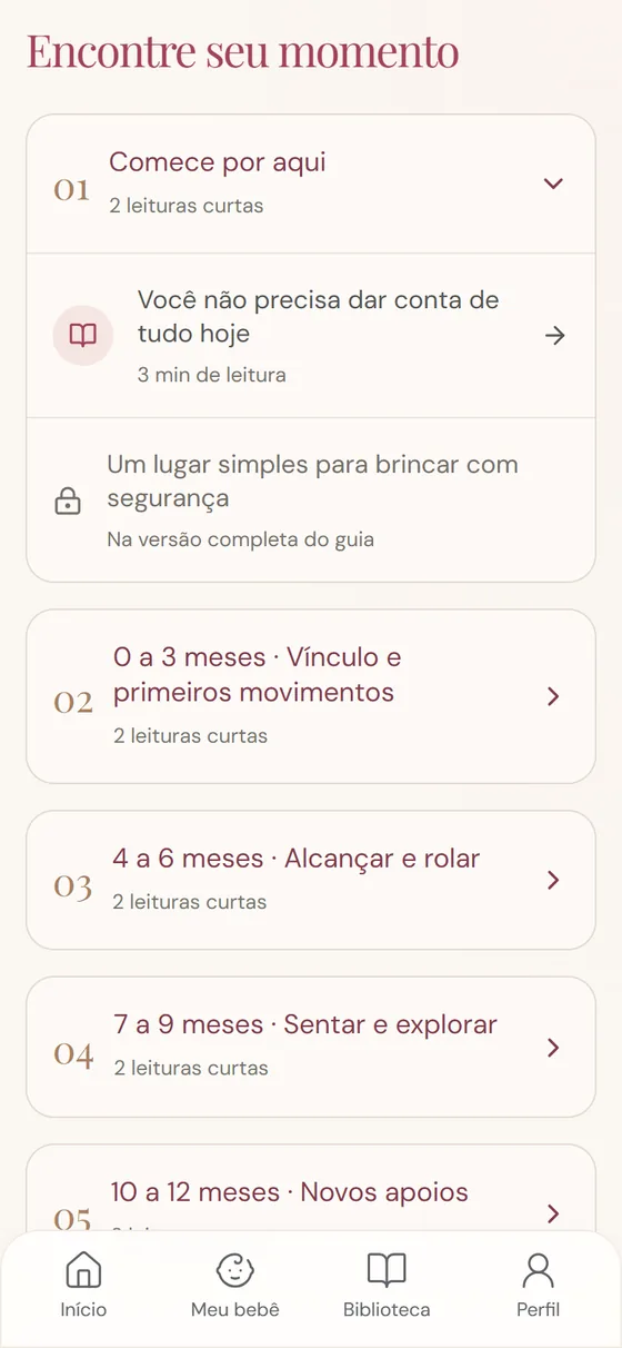 Tela do Mapa do Primeiro Ano com os assuntos organizados por fase